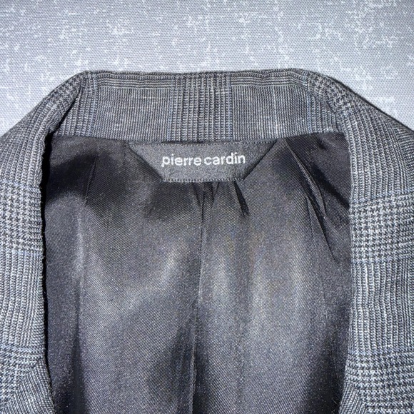 Pierre Cardin Blazer Mens 44 Gray Check Plaid Two Button Sport Coat Jacket - Picture 4 of 10